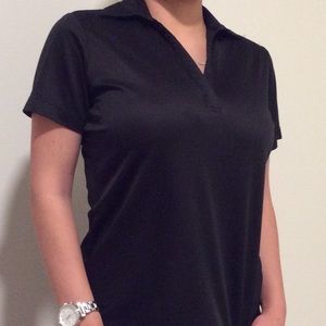 Black v neck top.